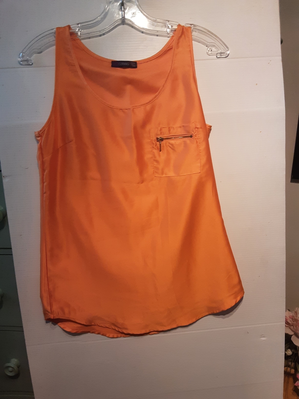 Dex Orange Sleeveless Zip-Pocket Camisole